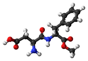 Cadena de la molécula del aspartame.